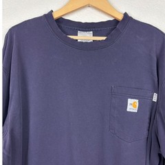 Carhartt FR Flame Resistant Long Sleeve Pocket T-Shirt Navy Blue Distressed Mens
