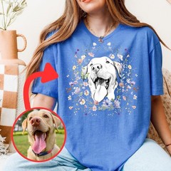 Personalized Pet Portrait Comfort Tee Custom Dog Cat Lover Gift Shirt