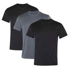 Hanes 3 Pack Moves X Temp Men’s Breathable Mesh Crewneck T-Shirt, Black/Grey 2XL