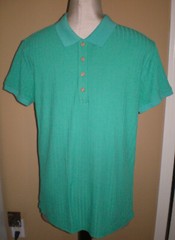 NITAGUT Mens Seafoam Green Casual Short Sleeve Collared Ribbed Knit POLO Shirt S