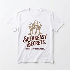 Speakeasy Secrets T-Shirt – Vintage Cocktail Graphic Tee – Retro Bar & Nightlife