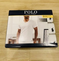 Polo Ralph Lauren 3pcs Classic Fit Cotton V-necks Tee T-Shirt White Men Size S
