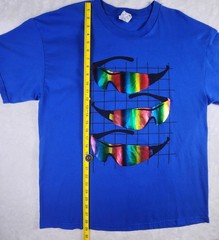 Rainbow Sunglasses Shirt Mens XL Blue Foil Holographic Graphic Alstyle AAA Tee