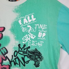 HUGE Fashion Exchange Men’s MED Aqua Graffiti King Savage Graphic T-Shirt Cotton