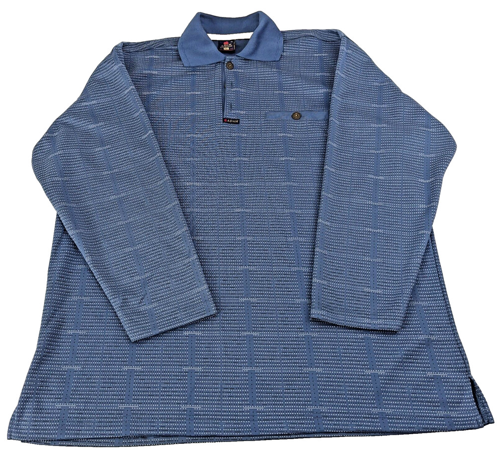 Long Sleeve Heavy Cotton Shirt Blue Mens ADAM Active Wear Large Made In Egypt