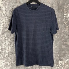 Perry Ellis Portfolio Size M Striped Pocket Casual T-Shirt Blue Short Sleeve Men