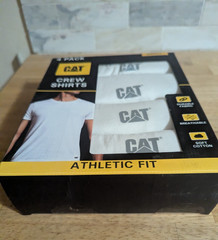 NEW 4 Pack Caterpillar CAT Men’s Crew Neck T-Shirts Sz SMALL White Athletic Fit