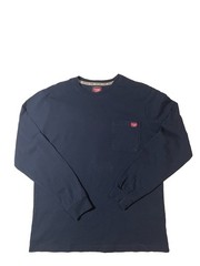 Wrangler Workwear Men’s Navy Long Sleeve Crew Neck Pocket T-Shirt Size L