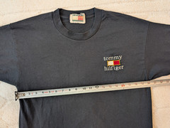 Vtg 90s Tommy Hilfiger Embroidered Lowercase Spellout Black Tee Shirt Large
