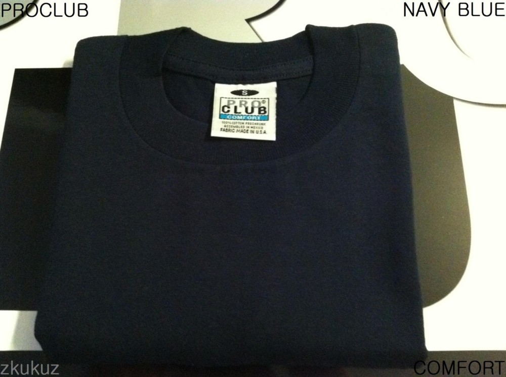 1 NEW PROCLUB COMFORT PLAIN T-SHIRT BLANK NAVY BLUE TEE PRO CLUB S-3XL 1PC