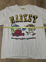 Market Shirt Men’s Size L White Running Away From My Problems Graphic Smiley