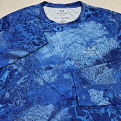 Real Tree Rash Guard Shirt Men XL Blue Ocean Camo Fishing LS Beach Outdoors