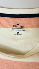 Hollister Men’s Medium Pink White Striped Crew Neck T-Shirt