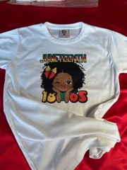 Hand Designed Size Small Sublimation Designed “Juneteenth ” Polyester T-Shirt