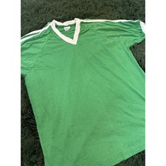 Vintage Stedman Men’s XL Green V-Neck T-Shirt 50/50 Poly Cotton Made in USA