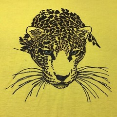 Vintage 1990s Leopard￼ Graphic T Shirt Looks Hand Painted Screen Stars Lg Yellow