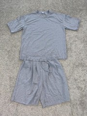 Men’s T-Shirt & Short Set Size Medium Gray Cut-Offs Frayed