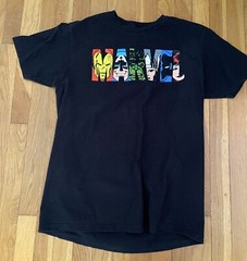 Marvel Logo C-Life Group Black T-Shirt Avengers Super Hero Men L Large Heroes
