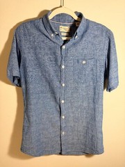 Weatherproof Vintage Linen Blue Short Sleeve Button Up Shirt Size S
