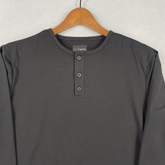 Cuts Clothing Henley Shirt Mens Small Black Long Sleeve Solid Business Casual