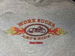 Vintage Easy Riders Shirt Mens Medium Gray Work Sucks Let’s Ride Flames Y2K