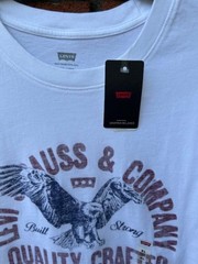 New $24.50 Tags NWT LEVIS White 100% Cotton Eagle T Shirt XL Extra Large