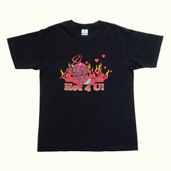 VTG 90s RETRO FUNNY COMEDY DEVIL FLAME HOT FOR YOU GRAPHIC BLACK T SHIRT SZ M