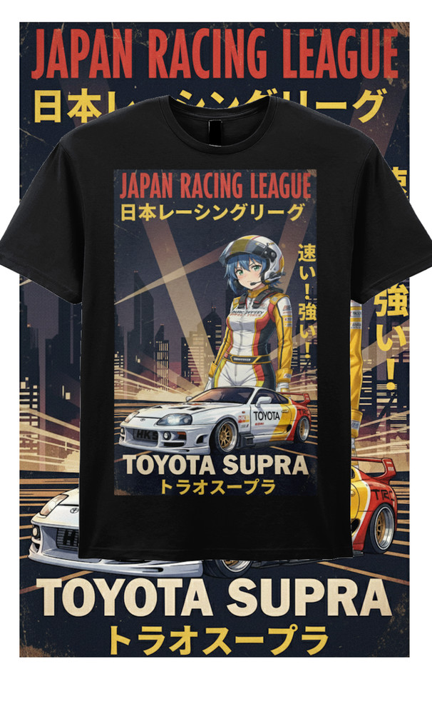Toyota Supra Mk4 Anime girl Jdm racer art deco t-shirt Gamer trd livery gift