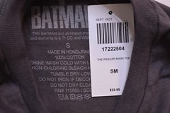 DC Comics The Batman Mens The Riddler Mask Charcoal Shirt NWT S-3XL
