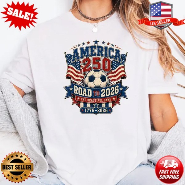 America 250 Road to 2026 Soccer T-Shirt, Vintage Patriotic US T-Shirt S-5XL