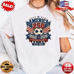 America 250 Road to 2026 Soccer T-Shirt, Vintage Patriotic US T-Shirt S-5XL