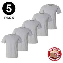 Mens Heavy Blend Plain T-Shirt 100% Cotton High Quality Short Sleeve 5 Pack Gym
