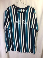 Brooklyn Blue Striped XL Cotton Embroidered T Shirt T13
