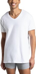 mens Stay Tucked V-neck T-shirt Underwear, Tall Man – White 6 Pack, Large US
