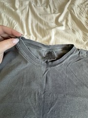 Women’s L Gray Cotton Knit Solid Lightweight Regular Fit Crew Neck Tee