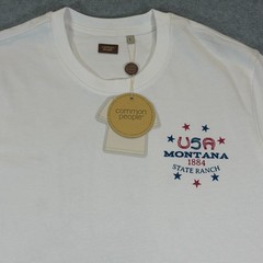 Common People Cowboy Print Tee Shirt Mens L White Montana State Ranch NWT