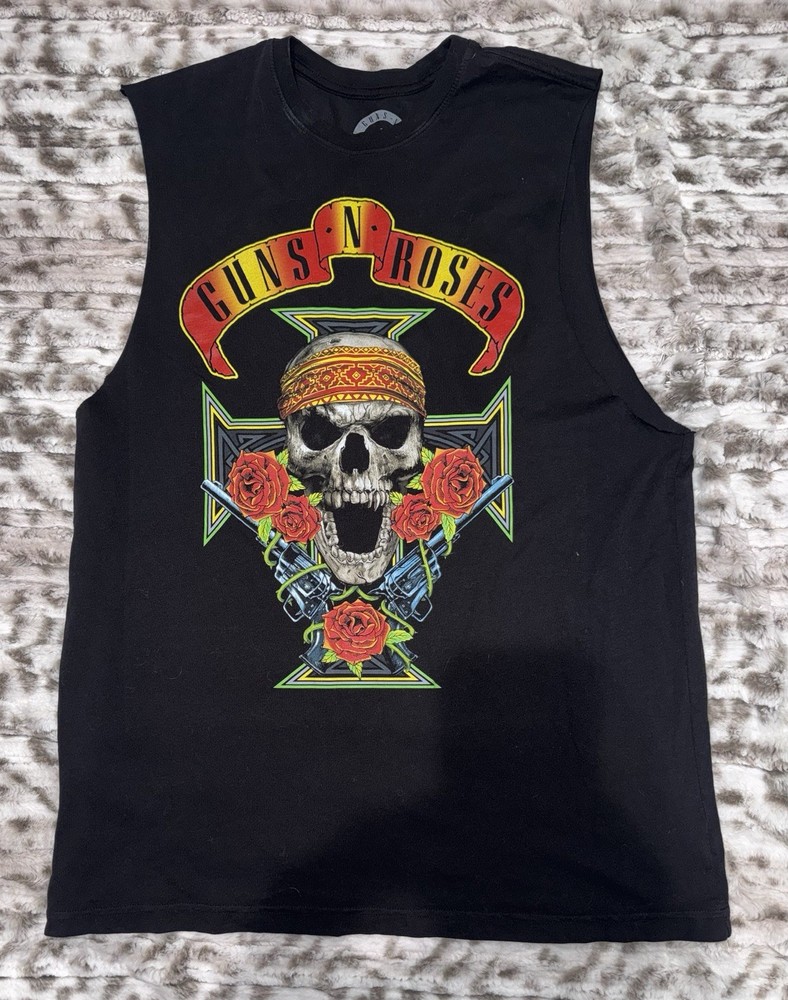 Guns N Roses Sleeveless T-shirt 2021 Tour Black Concert Dates Rock And Roll