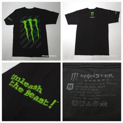 Monster Energy Drink Unleash The Beast Black Big Print Crewneck Shirt Size M
