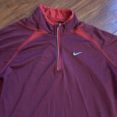 Nike Dri-Fit Men’s L Long Sleeve Running Shirt 1/4 Zip Swoosh Red 339654-656 Gym