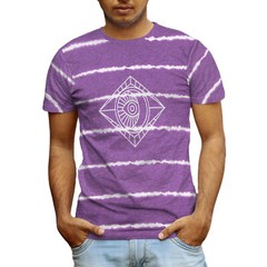 Beautiful Giant Devil’s Eye Series Mens Striped T-Shirt Crew Neck Sportwear Tee