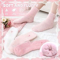 Women Fuzzy Socks Bow Cute Animal Girls Slipper Funny Winter Cozy Warm Sleep