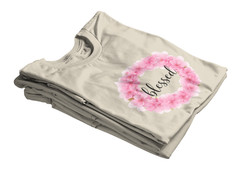 Pink Watercolor Blessed Floral Wreath Tee | T-Shirt