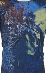 Rare $62 AFFLICTION Blue PORTRAIT Short Sleeve Slim Fit Y2K T-shirt NWT