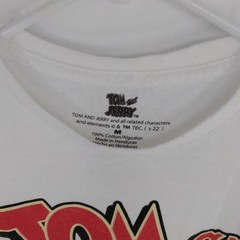 Tom and Jerry Men’s M White Graphic Print Crew Neck Short Sleeve Cotton T-Shirt