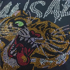 New Men Luxury Diamond Tiger Rhinestones Fashion Black White T-Shirt