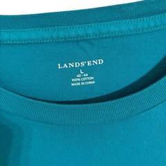 Lands’ End Crew Neck T-shirt 100% Cotton Men’s l Large Blue/green Undershirt