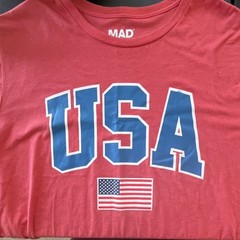 Mad Engine Red USA Patriotic Graphic T-Shirt Crew Neck Short Sleeve 2X