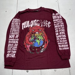 NULANGUAGE Collection Shirt Mens XL Red Long Sleeve World Graphic Tee Streetwear