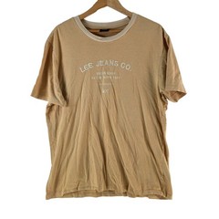 Lee Shirt Mens Size L Beige Stripe Jeans Co Logo Graphic T-Shirt Casual 137037