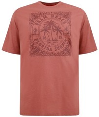D555 PALM BEACH TONAL PRINT T SHIRT – BRICK RED BIG SIZE 2XL 3XL 4XL 5XL 6XL
